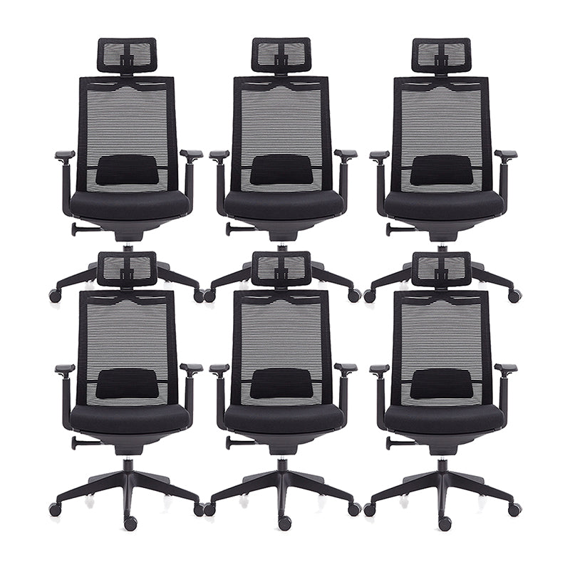 Modern Desk Chair Mesh Computer Chair High-Back Chair for Office Matte Black 6 Piece Set Clearhalo 'furn' 'furn_office_chair' 'Furniture' 'Office Chairs' 'Office Furniture' 'office_chair' 6267672