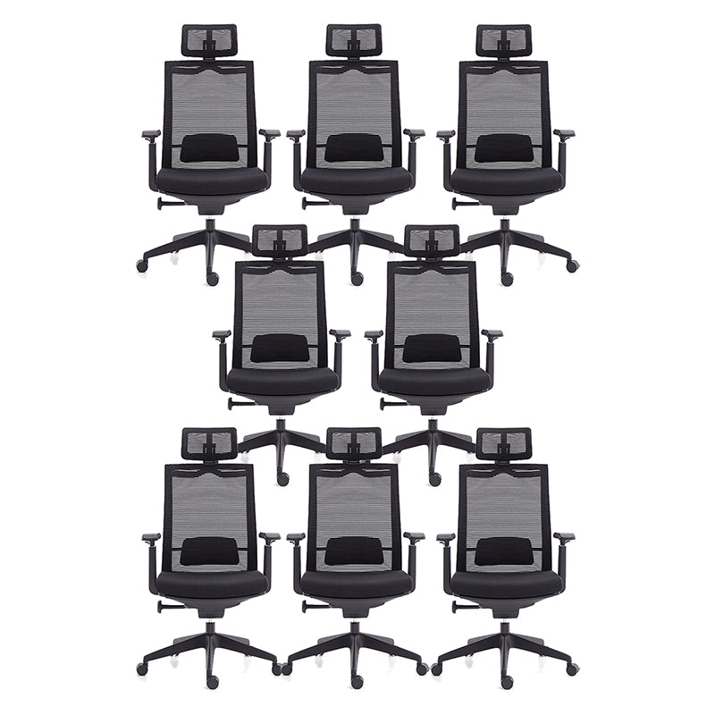 Modern Desk Chair Mesh Computer Chair High-Back Chair for Office Matte Black 8 Piece Set Clearhalo 'furn' 'furn_office_chair' 'Furniture' 'Office Chairs' 'Office Furniture' 'office_chair' 6267675