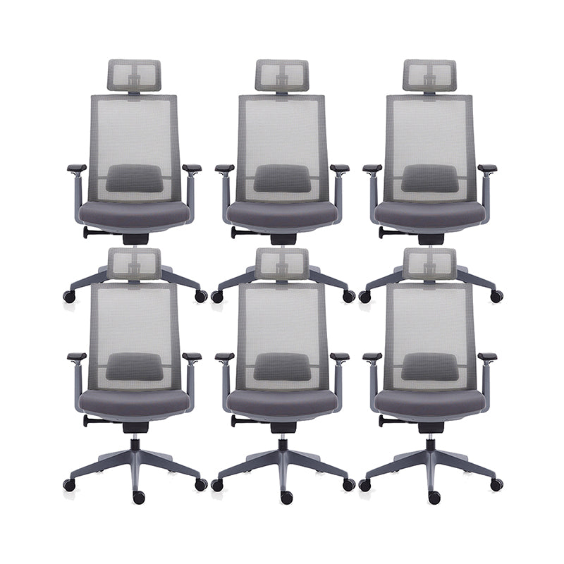 Modern Desk Chair Mesh Computer Chair High-Back Chair for Office Grey 6 Piece Set Clearhalo 'furn' 'furn_office_chair' 'Furniture' 'Office Chairs' 'Office Furniture' 'office_chair' 6267683