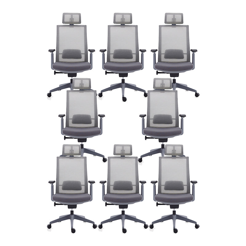 Modern Desk Chair Mesh Computer Chair High-Back Chair for Office Grey 8 Piece Set Clearhalo 'furn' 'furn_office_chair' 'Furniture' 'Office Chairs' 'Office Furniture' 'office_chair' 6267684