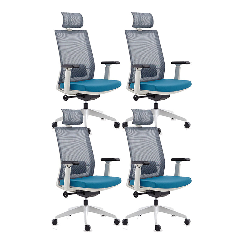Modern Desk Chair Mesh Computer Chair High-Back Chair for Office Blue 4 Piece Set Clearhalo 'furn' 'furn_office_chair' 'Furniture' 'Office Chairs' 'Office Furniture' 'office_chair' 6267686