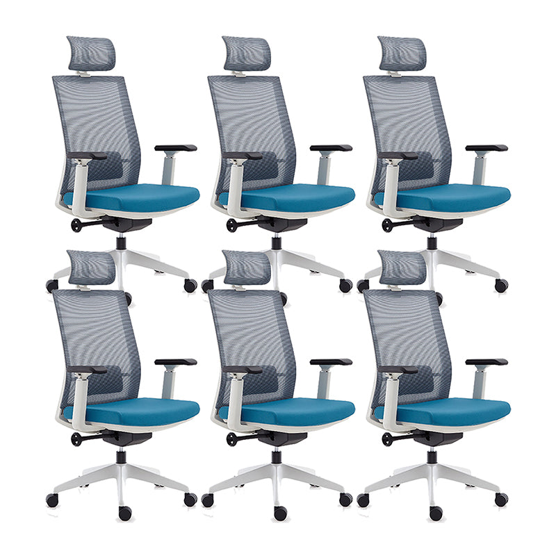Modern Desk Chair Mesh Computer Chair High-Back Chair for Office Blue 6 Piece Set Clearhalo 'furn' 'furn_office_chair' 'Furniture' 'Office Chairs' 'Office Furniture' 'office_chair' 6267687