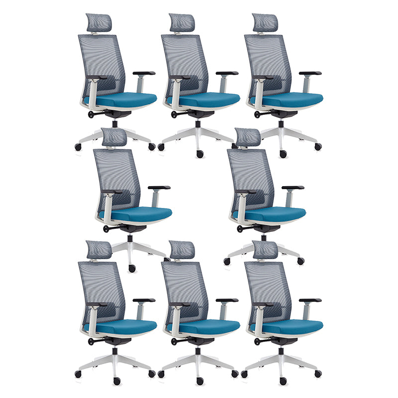 Modern Desk Chair Mesh Computer Chair High-Back Chair for Office Blue 8 Piece Set Clearhalo 'furn' 'furn_office_chair' 'Furniture' 'Office Chairs' 'Office Furniture' 'office_chair' 6267688
