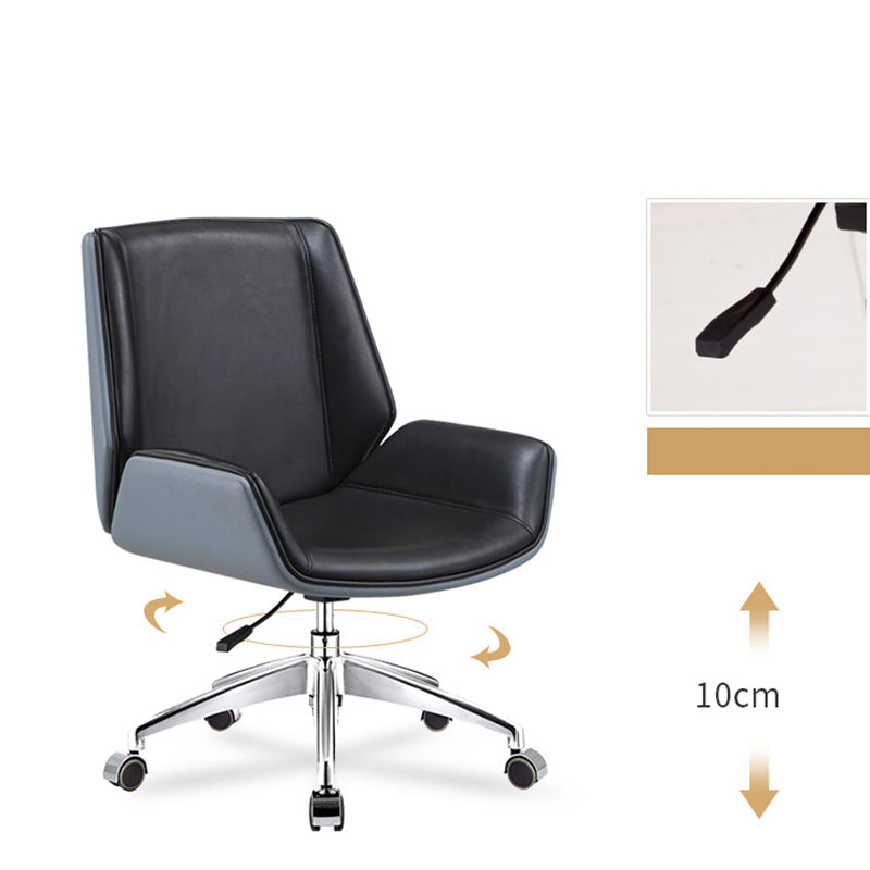 Silla de escritorio de estilo moderno, silla de oficina con respaldo medio/alto para ordenador de cuero