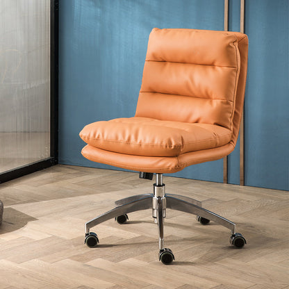 Mid Back Armless Desk Chair Modern Faux Leather Office Chair Orange 1 Piece Casters Included Clearhalo 'furn' 'furn_office_chair' 'Furniture' 'Office Chairs' 'Office Furniture' 'office_chair' 6267768