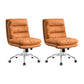 Mid Back Armless Desk Chair Modern Faux Leather Office Chair Orange 2 Piece Set Casters Included Clearhalo 'furn' 'furn_office_chair' 'Furniture' 'Office Chairs' 'Office Furniture' 'office_chair' 6267770