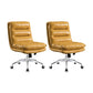 Mid Back Armless Desk Chair Modern Faux Leather Office Chair Yellow 2 Piece Set Casters Included Clearhalo 'furn' 'furn_office_chair' 'Furniture' 'Office Chairs' 'Office Furniture' 'office_chair' 6267778