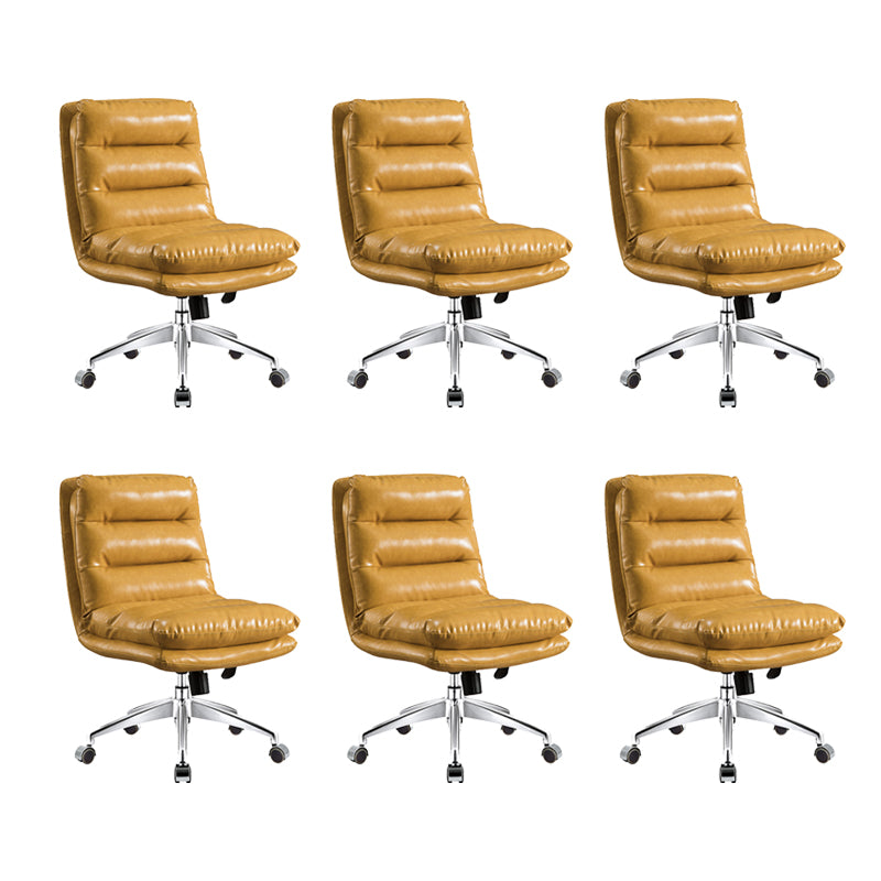 Mid Back Armless Desk Chair Modern Faux Leather Office Chair Yellow 6 Piece Set Casters Included Clearhalo 'furn' 'furn_office_chair' 'Furniture' 'Office Chairs' 'Office Furniture' 'office_chair' 6267783