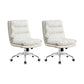 Mid Back Armless Desk Chair Modern Faux Leather Office Chair White 2 Piece Set Casters Included Clearhalo 'furn' 'furn_office_chair' 'Furniture' 'Office Chairs' 'Office Furniture' 'office_chair' 6267787