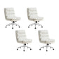 Mid Back Armless Desk Chair Modern Faux Leather Office Chair White 4 Piece Set Casters Included Clearhalo 'furn' 'furn_office_chair' 'Furniture' 'Office Chairs' 'Office Furniture' 'office_chair' 6267788