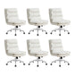Mid Back Armless Desk Chair Modern Faux Leather Office Chair White 6 Piece Set Casters Included Clearhalo 'furn' 'furn_office_chair' 'Furniture' 'Office Chairs' 'Office Furniture' 'office_chair' 6267789