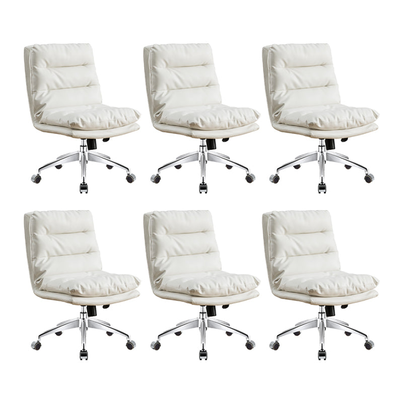 Mid Back Armless Desk Chair Modern Faux Leather Office Chair White 6 Piece Set Casters Included Clearhalo 'furn' 'furn_office_chair' 'Furniture' 'Office Chairs' 'Office Furniture' 'office_chair' 6267789