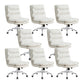 Mid Back Armless Desk Chair Modern Faux Leather Office Chair White 8 Piece Set Casters Included Clearhalo 'furn' 'furn_office_chair' 'Furniture' 'Office Chairs' 'Office Furniture' 'office_chair' 6267790