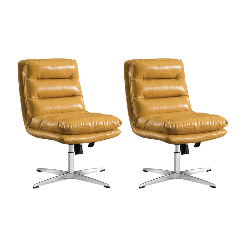 Mid Back Armless Desk Chair Modern Faux Leather Office Chair Yellow 2 Piece Set Casters Not Included Clearhalo 'furn' 'furn_office_chair' 'Furniture' 'Office Chairs' 'Office Furniture' 'office_chair' 6267792