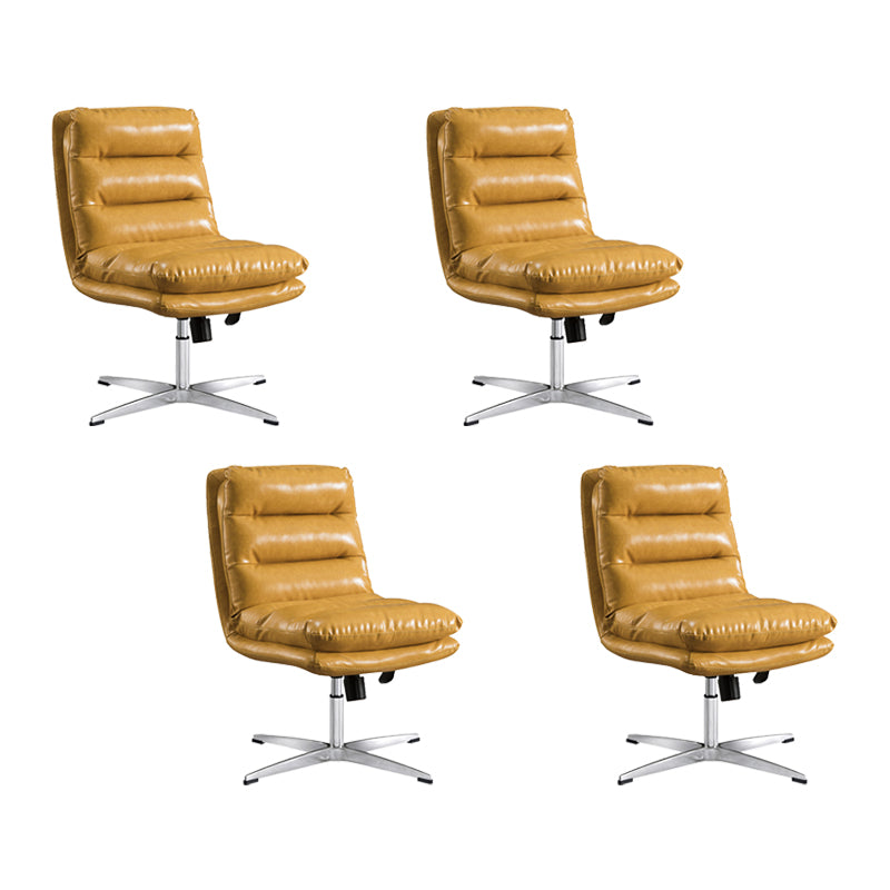 Mid Back Armless Desk Chair Modern Faux Leather Office Chair Yellow 4 Piece Set Casters Not Included Clearhalo 'furn' 'furn_office_chair' 'Furniture' 'Office Chairs' 'Office Furniture' 'office_chair' 6267793