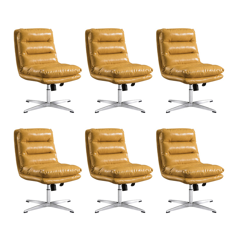 Mid Back Armless Desk Chair Modern Faux Leather Office Chair Yellow 6 Piece Set Casters Not Included Clearhalo 'furn' 'furn_office_chair' 'Furniture' 'Office Chairs' 'Office Furniture' 'office_chair' 6267794