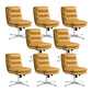 Mid Back Armless Desk Chair Modern Faux Leather Office Chair Yellow 8 Piece Set Casters Not Included Clearhalo 'furn' 'furn_office_chair' 'Furniture' 'Office Chairs' 'Office Furniture' 'office_chair' 6267795