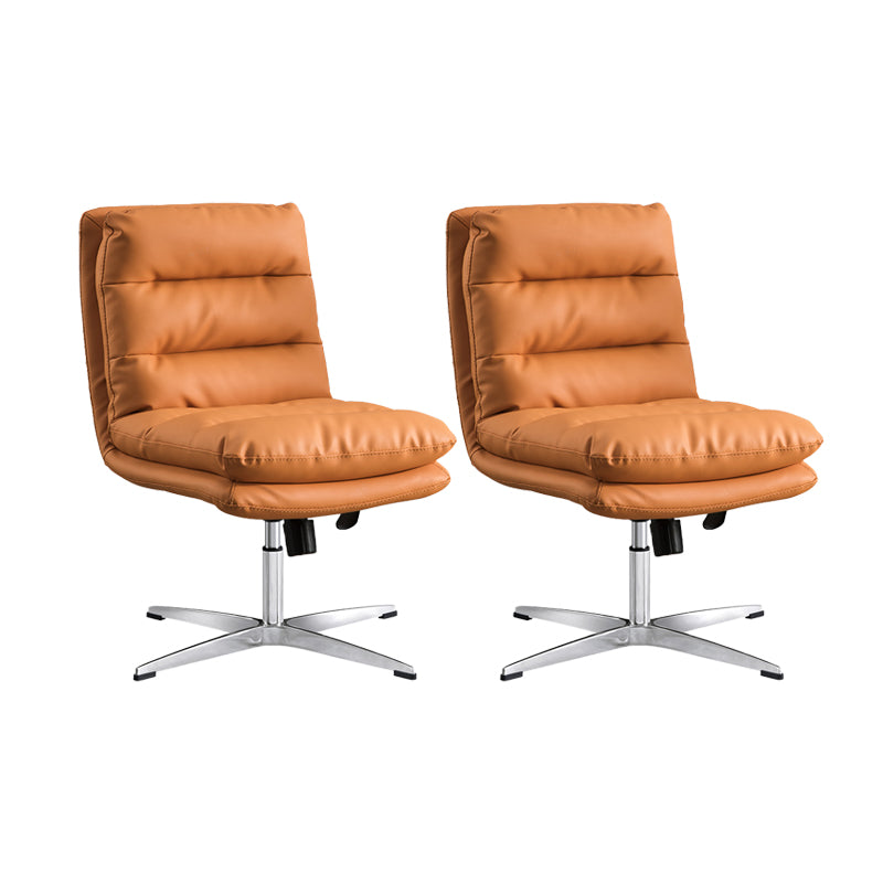 Mid Back Armless Desk Chair Modern Faux Leather Office Chair Orange 2 Piece Set Casters Not Included Clearhalo 'furn' 'furn_office_chair' 'Furniture' 'Office Chairs' 'Office Furniture' 'office_chair' 6267796