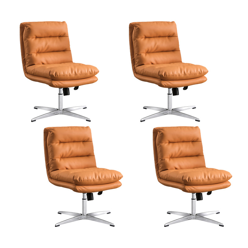 Mid Back Armless Desk Chair Modern Faux Leather Office Chair Orange 4 Piece Set Casters Not Included Clearhalo 'furn' 'furn_office_chair' 'Furniture' 'Office Chairs' 'Office Furniture' 'office_chair' 6267797