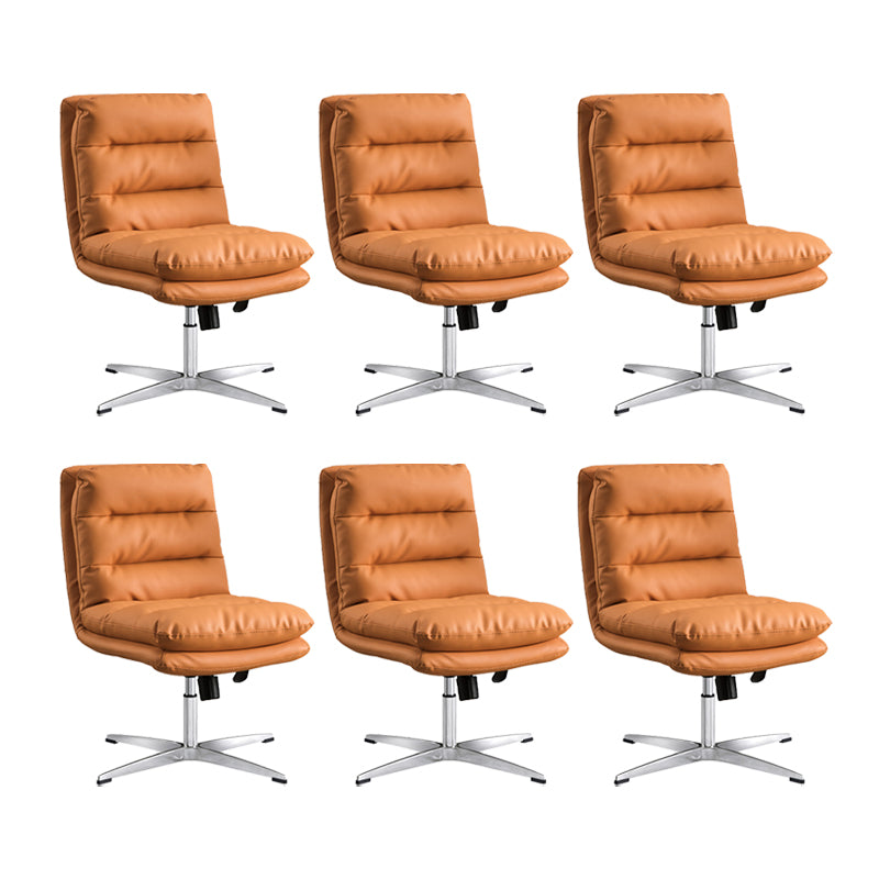 Mid Back Armless Desk Chair Modern Faux Leather Office Chair Orange 6 Piece Set Casters Not Included Clearhalo 'furn' 'furn_office_chair' 'Furniture' 'Office Chairs' 'Office Furniture' 'office_chair' 6267798