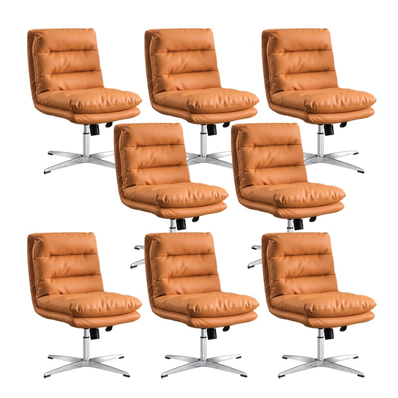 Mid Back Armless Desk Chair Modern Faux Leather Office Chair Orange 8 Piece Set Casters Not Included Clearhalo 'furn' 'furn_office_chair' 'Furniture' 'Office Chairs' 'Office Furniture' 'office_chair' 6267799