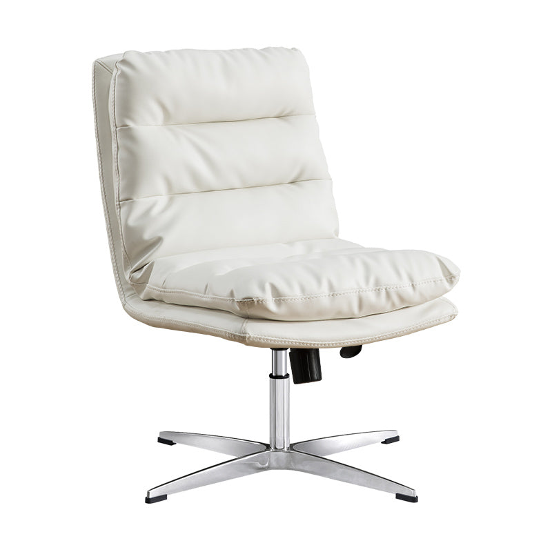 Mid Back Armless Desk Chair Modern Faux Leather Office Chair White 1 Piece Casters Not Included Clearhalo 'furn' 'furn_office_chair' 'Furniture' 'Office Chairs' 'Office Furniture' 'office_chair' 6267800