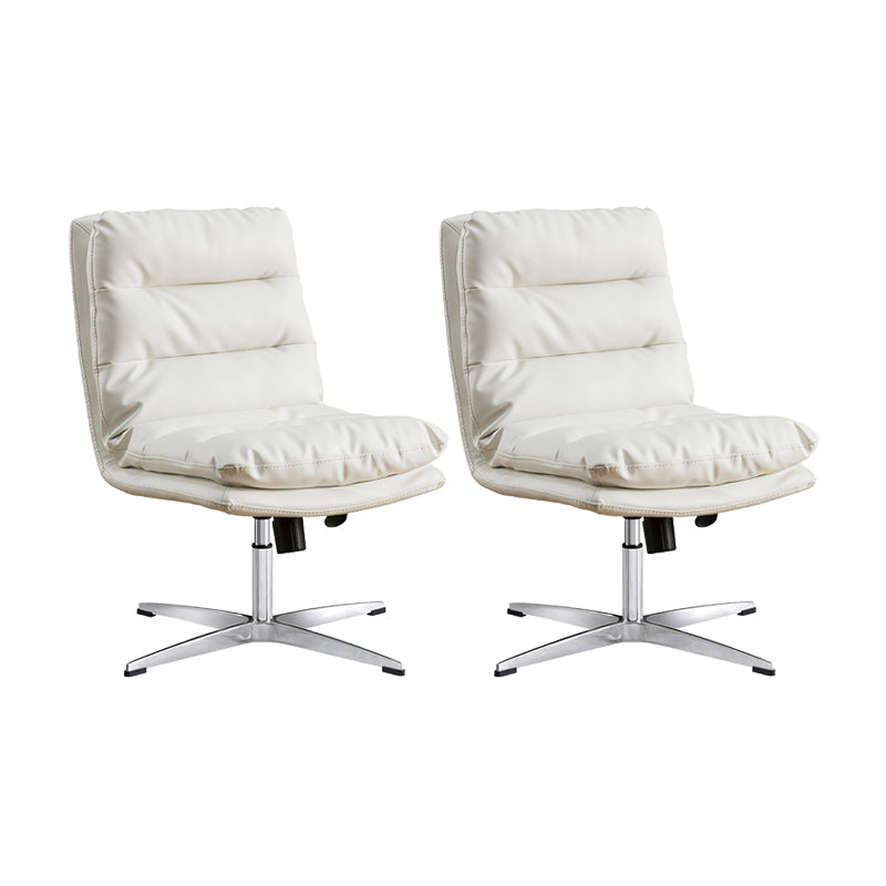 Mid Back Armless Desk Chair Modern Faux Leather Office Chair White 2 Piece Set Casters Not Included Clearhalo 'furn' 'furn_office_chair' 'Furniture' 'Office Chairs' 'Office Furniture' 'office_chair' 6267801
