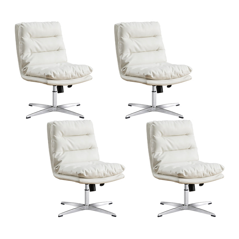 Mid Back Armless Desk Chair Modern Faux Leather Office Chair White 4 Piece Set Casters Not Included Clearhalo 'furn' 'furn_office_chair' 'Furniture' 'Office Chairs' 'Office Furniture' 'office_chair' 6267802