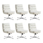 Mid Back Armless Desk Chair Modern Faux Leather Office Chair White 6 Piece Set Casters Not Included Clearhalo 'furn' 'furn_office_chair' 'Furniture' 'Office Chairs' 'Office Furniture' 'office_chair' 6267803