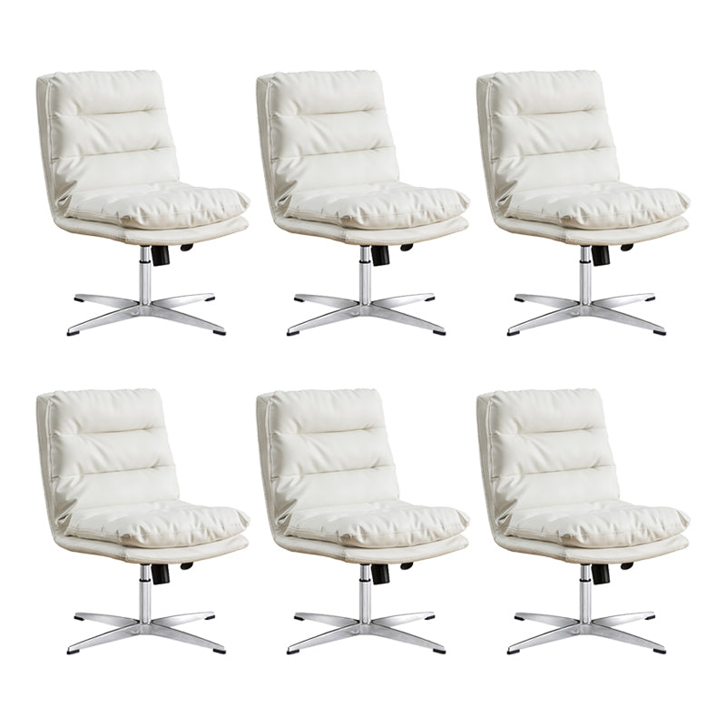 Mid Back Armless Desk Chair Modern Faux Leather Office Chair White 6 Piece Set Casters Not Included Clearhalo 'furn' 'furn_office_chair' 'Furniture' 'Office Chairs' 'Office Furniture' 'office_chair' 6267803