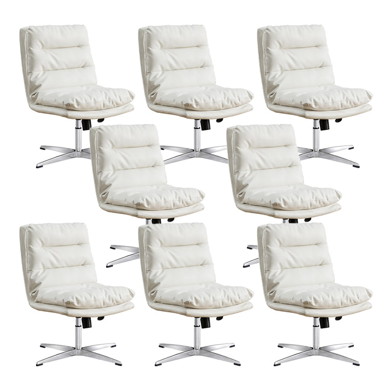 Mid Back Armless Desk Chair Modern Faux Leather Office Chair White 8 Piece Set Casters Not Included Clearhalo 'furn' 'furn_office_chair' 'Furniture' 'Office Chairs' 'Office Furniture' 'office_chair' 6267804