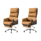 Modern Slide High Back Office Chair Leather Executive Chair with Footrest Brown Genuine Leather 2 Piece Set Clearhalo 'furn' 'furn_office_chair' 'Furniture' 'Office Chairs' 'Office Furniture' 'office_chair' 6267808