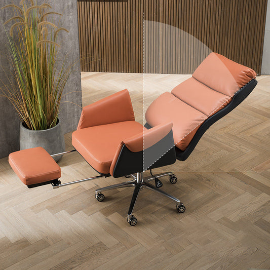 Modern Slide High Back Office Chair Leather Executive Chair with Footrest Clearhalo 'furn' 'furn_office_chair' 'Furniture' 'Office Chairs' 'Office Furniture' 'office_chair' 6267809