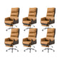 Modern Slide High Back Office Chair Leather Executive Chair with Footrest Brown Genuine Leather 6 Piece Set Clearhalo 'furn' 'furn_office_chair' 'Furniture' 'Office Chairs' 'Office Furniture' 'office_chair' 6267811