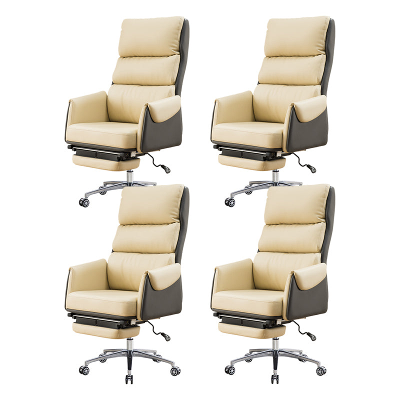 Modern Slide High Back Office Chair Leather Executive Chair with Footrest Beige 4 Piece Set Clearhalo 'furn' 'furn_office_chair' 'Furniture' 'Office Chairs' 'Office Furniture' 'office_chair' 6267817