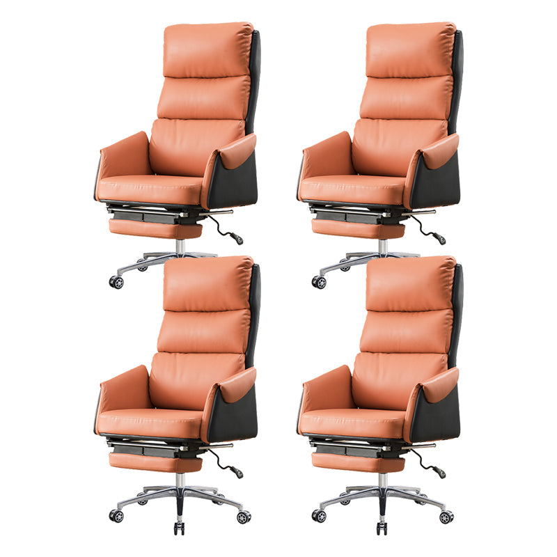 Modern Slide High Back Office Chair Leather Executive Chair with Footrest Brown 4 Piece Set Clearhalo 'furn' 'furn_office_chair' 'Furniture' 'Office Chairs' 'Office Furniture' 'office_chair' 6267825