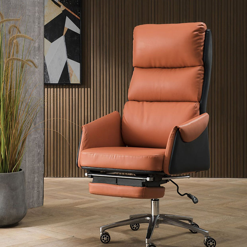 Modern Slide High Back Office Chair Leather Executive Chair with Footrest Clearhalo 'furn' 'furn_office_chair' 'Furniture' 'Office Chairs' 'Office Furniture' 'office_chair' 6267826