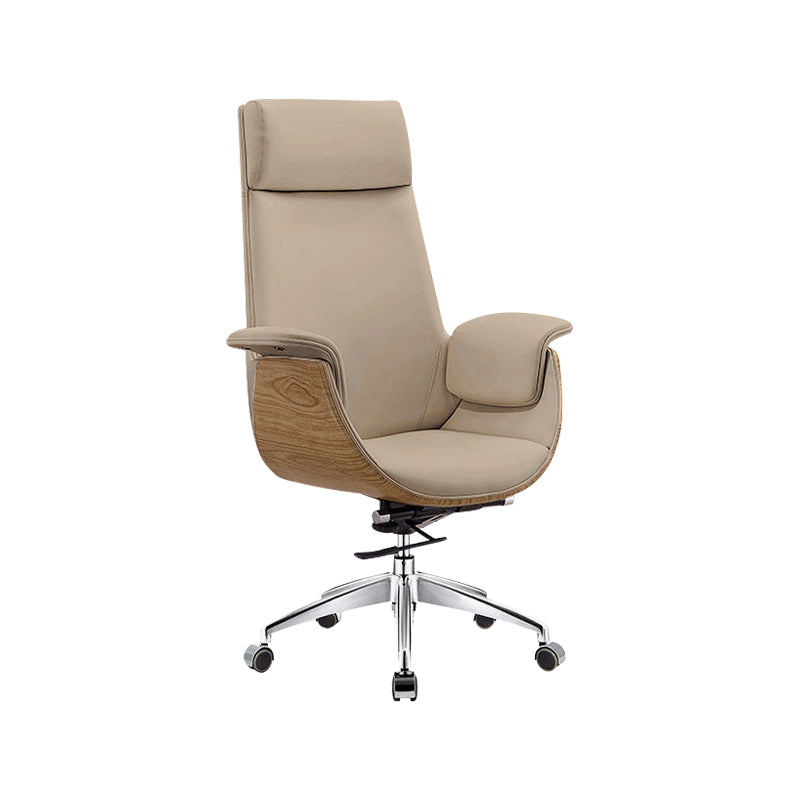 Modern & Contemporary Upholstered Chair Leather Task High Back Chair Khaki 1 Piece Star Base Clearhalo 'furn' 'furn_office_chair' 'Furniture' 'Office Chairs' 'Office Furniture' 'office_chair' 6267868