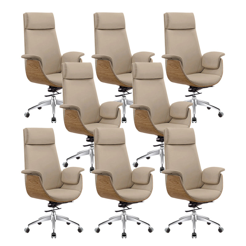 Modern & Contemporary Upholstered Chair Leather Task High Back Chair Khaki 8 Piece Set Star Base Clearhalo 'furn' 'furn_office_chair' 'Furniture' 'Office Chairs' 'Office Furniture' 'office_chair' 6267876