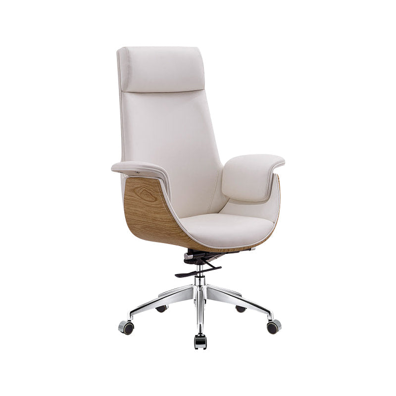 Modern & Contemporary Upholstered Chair Leather Task High Back Chair White 1 Piece Star Base Clearhalo 'furn' 'furn_office_chair' 'Furniture' 'Office Chairs' 'Office Furniture' 'office_chair' 6267877
