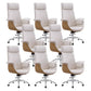 Modern & Contemporary Upholstered Chair Leather Task High Back Chair White 8 Piece Set Star Base Clearhalo 'furn' 'furn_office_chair' 'Furniture' 'Office Chairs' 'Office Furniture' 'office_chair' 6267885