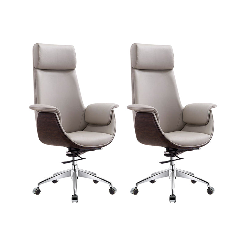 Modern & Contemporary Upholstered Chair Leather Task High Back Chair Gray 2 Piece Set Star Base Clearhalo 'furn' 'furn_office_chair' 'Furniture' 'Office Chairs' 'Office Furniture' 'office_chair' 6267886