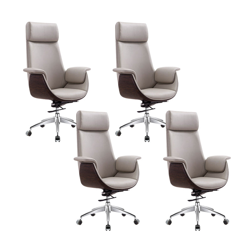 Modern & Contemporary Upholstered Chair Leather Task High Back Chair Gray 4 Piece Set Star Base Clearhalo 'furn' 'furn_office_chair' 'Furniture' 'Office Chairs' 'Office Furniture' 'office_chair' 6267887