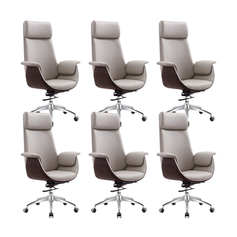 Modern & Contemporary Upholstered Chair Leather Task High Back Chair Gray 6 Piece Set Star Base Clearhalo 'furn' 'furn_office_chair' 'Furniture' 'Office Chairs' 'Office Furniture' 'office_chair' 6267888