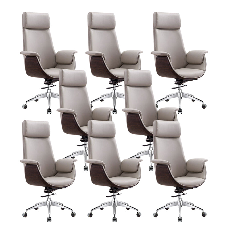 Modern & Contemporary Upholstered Chair Leather Task High Back Chair Gray 8 Piece Set Star Base Clearhalo 'furn' 'furn_office_chair' 'Furniture' 'Office Chairs' 'Office Furniture' 'office_chair' 6267889