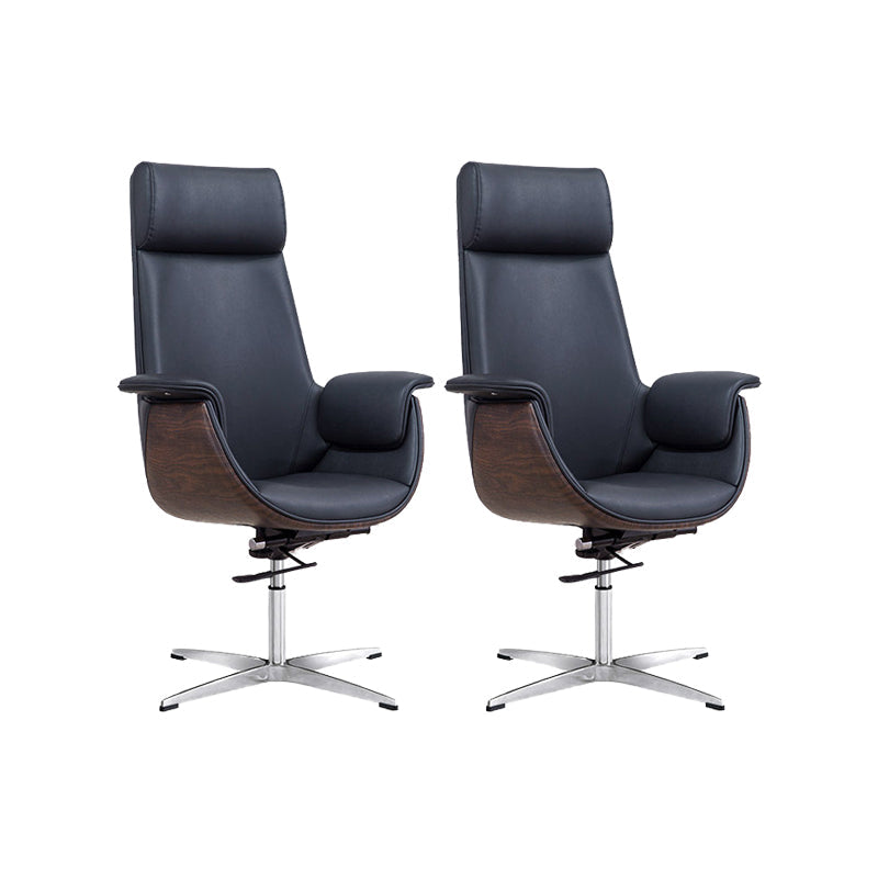 Modern & Contemporary Upholstered Chair Leather Task High Back Chair Black 2 Piece Set 4-Star Clearhalo 'furn' 'furn_office_chair' 'Furniture' 'Office Chairs' 'Office Furniture' 'office_chair' 6267891