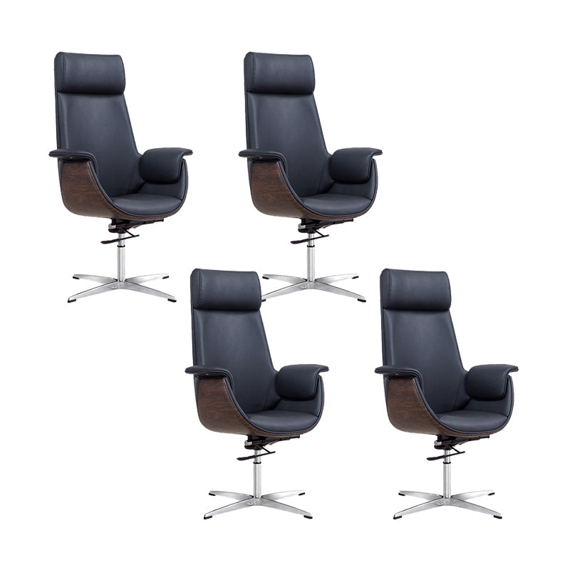 Modern & Contemporary Upholstered Chair Leather Task High Back Chair Black 4 Piece Set 4-Star Clearhalo 'furn' 'furn_office_chair' 'Furniture' 'Office Chairs' 'Office Furniture' 'office_chair' 6267892
