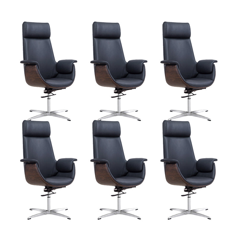 Modern & Contemporary Upholstered Chair Leather Task High Back Chair Black 6 Piece Set 4-Star Clearhalo 'furn' 'furn_office_chair' 'Furniture' 'Office Chairs' 'Office Furniture' 'office_chair' 6267893