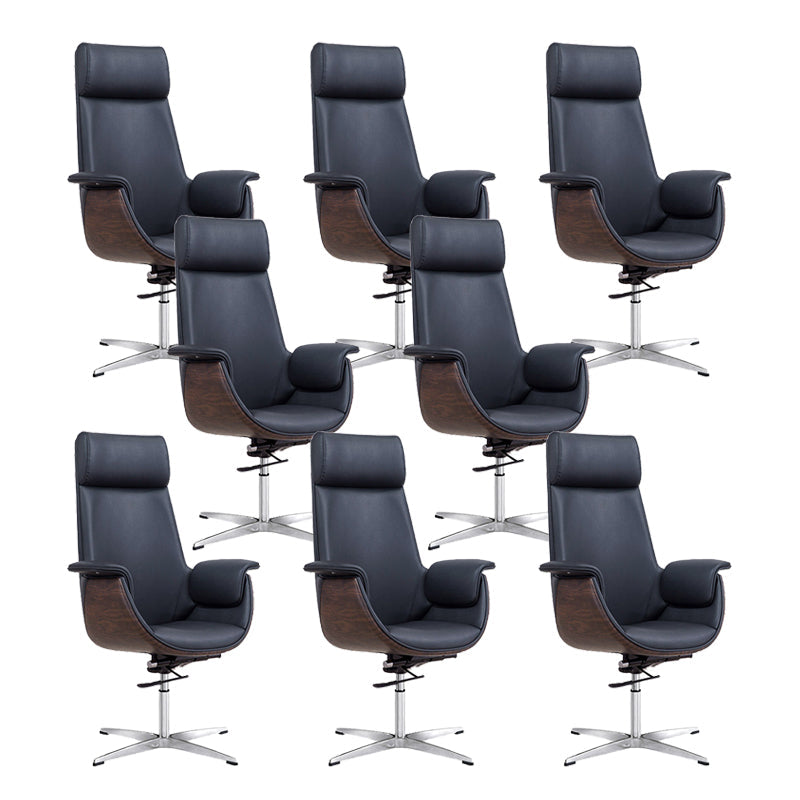 Modern & Contemporary Upholstered Chair Leather Task High Back Chair Black 8 Piece Set 4-Star Clearhalo 'furn' 'furn_office_chair' 'Furniture' 'Office Chairs' 'Office Furniture' 'office_chair' 6267894