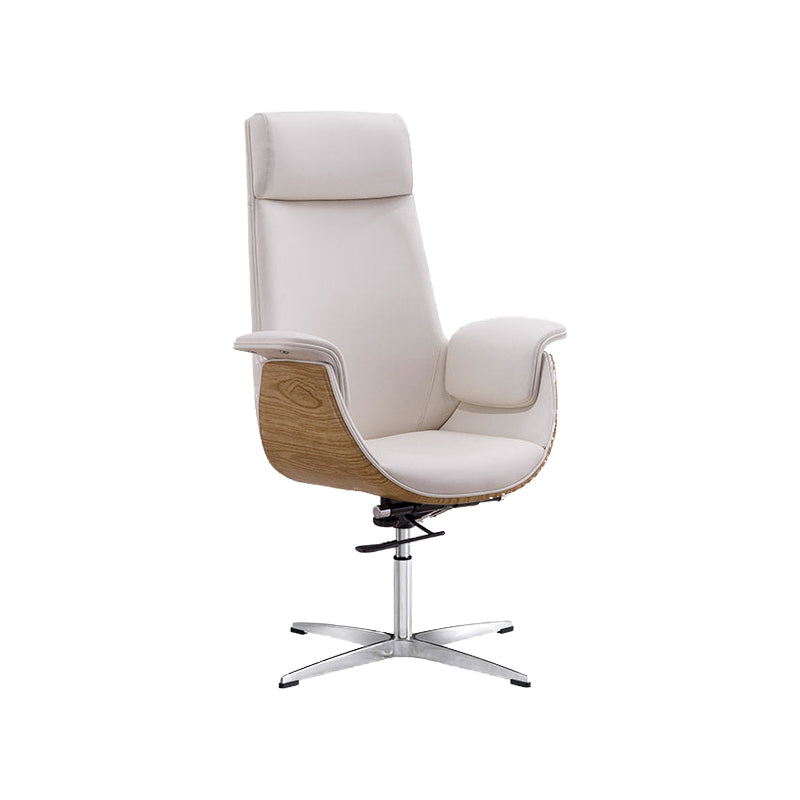 Modern & Contemporary Upholstered Chair Leather Task High Back Chair White 1 Piece 4-Star Clearhalo 'furn' 'furn_office_chair' 'Furniture' 'Office Chairs' 'Office Furniture' 'office_chair' 6267895